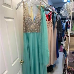 Turquoise sparkly prom dress size 14